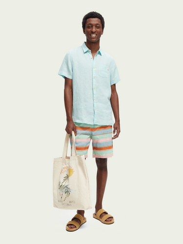Scotch & Soda Mens Regular-Fit Linen Shirt in Seafoam - FINAL SALE