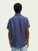Load image into Gallery viewer, Scotch &amp; Soda Mens Regular-Fit Linen S/S Shirt in Navy