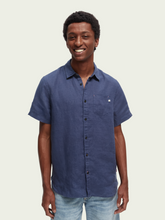 Load image into Gallery viewer, Scotch &amp; Soda Mens Regular-Fit Linen S/S Shirt in Navy