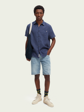 Load image into Gallery viewer, Scotch &amp; Soda Mens Regular-Fit Linen S/S Shirt in Navy