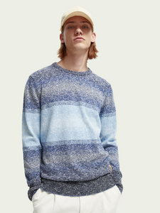 Scotch & Soda Mens Gradient Crewneck Pullover in Blue Multi Stripe -  FINAL SALE