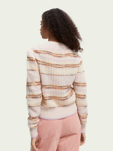 Scotch & Soda Fuzzy Striped Knitted Sweater w/Puffy Sleeves - FINAL SALE