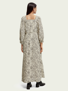 Scotch & Soda Easy Feminine 3/4 Sleeve Maxi in White/Black Floral - FINAL SALE