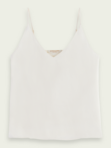 Scotch & Soda Jersey V-Neck Tank Top In Aged White