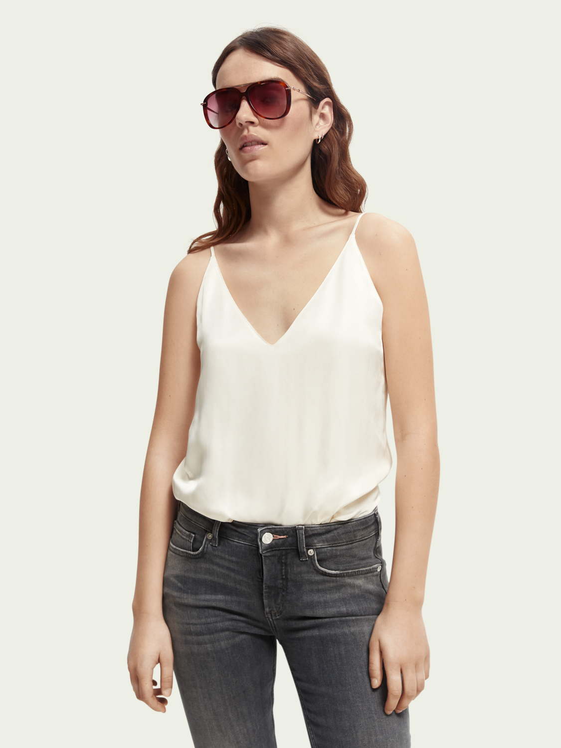 Scotch and Soda Jersey V-Neck Tank Top In Aged White – Serge+ Jane