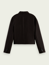 Load image into Gallery viewer, Scotch &amp; Soda Cropped Double-Breasted Blazer in Black Sky - FINAL SALE