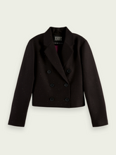 Load image into Gallery viewer, Scotch &amp; Soda Cropped Double-Breasted Blazer in Black Sky - FINAL SALE
