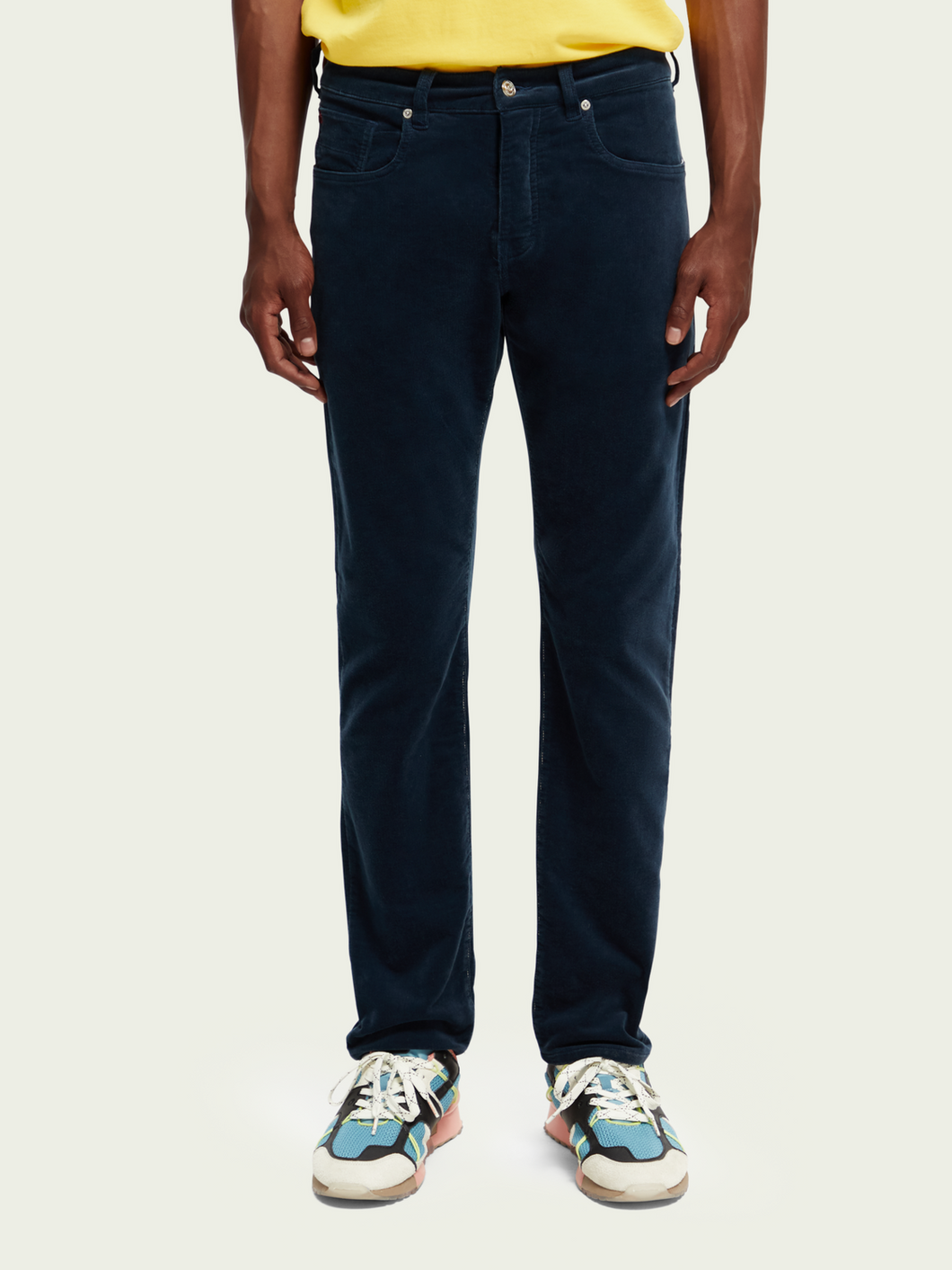 Scotch & Soda Mens Ralston Slim-Stretch Cordouroy Pants in Steel -  FINAL SALE