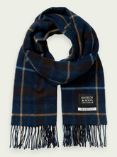 Load image into Gallery viewer, Scotch and Soda Mens Woven Check Scarf in Blue Checkered