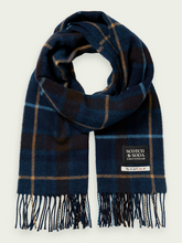 Load image into Gallery viewer, Scotch &amp; Soda Mens Woven Check Scarf in Blue Checkered