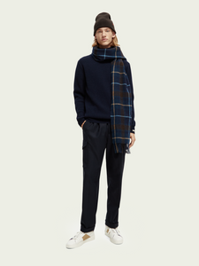Scotch and Soda Mens Woven Check Scarf in Blue Checkered