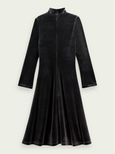 Load image into Gallery viewer, Scotch &amp; Soda Cut-Out Velvet Midi Dress in Black Sky - FINAL SALE