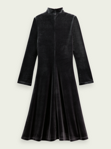 Scotch & Soda Cut-Out Velvet Midi Dress in Black Sky - FINAL SALE