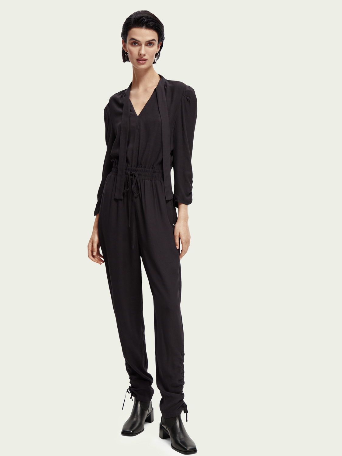 Scotch Soda Jumpsuit w Gathered Details in Black Sky FINAL