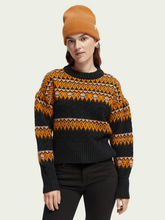 Load image into Gallery viewer, Scotch &amp; Soda Cable Knit Fair Isle Sweater in Black/Multi - FINAL SALE