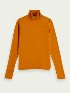 Scotch & Soda Long Sleeved Turtle Neck Top In Cinnamon Spice