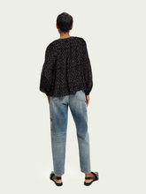 Load image into Gallery viewer, Scotch &amp; Soda Popover Top w/Pintuck Sleeves in Ikat Print - FINAL SALE