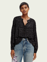 Load image into Gallery viewer, Scotch &amp; Soda Popover Top w/Pintuck Sleeves in Ikat Print - FINAL SALE