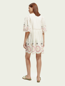 Scotch & Soda Broderie Mini Dress in Vanilla White - FINAL SALE