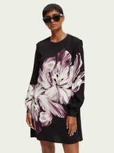 Load image into Gallery viewer, Scotch &amp; Soda Short Dress w/Tulip Print in Black - FINAL SALE