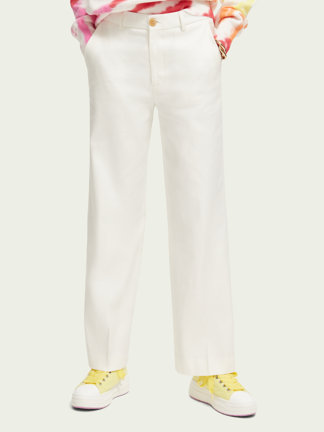 Scotch and Soda Edie High Rise Wide Leg Pant in Off White FINAL SALE Serge Jane