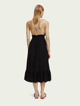 Load image into Gallery viewer, Scotch &amp; Soda Smocked Midi Strap Dress in Black- FINAL SALE