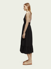Load image into Gallery viewer, Scotch &amp; Soda Smocked Midi Strap Dress in Black- FINAL SALE