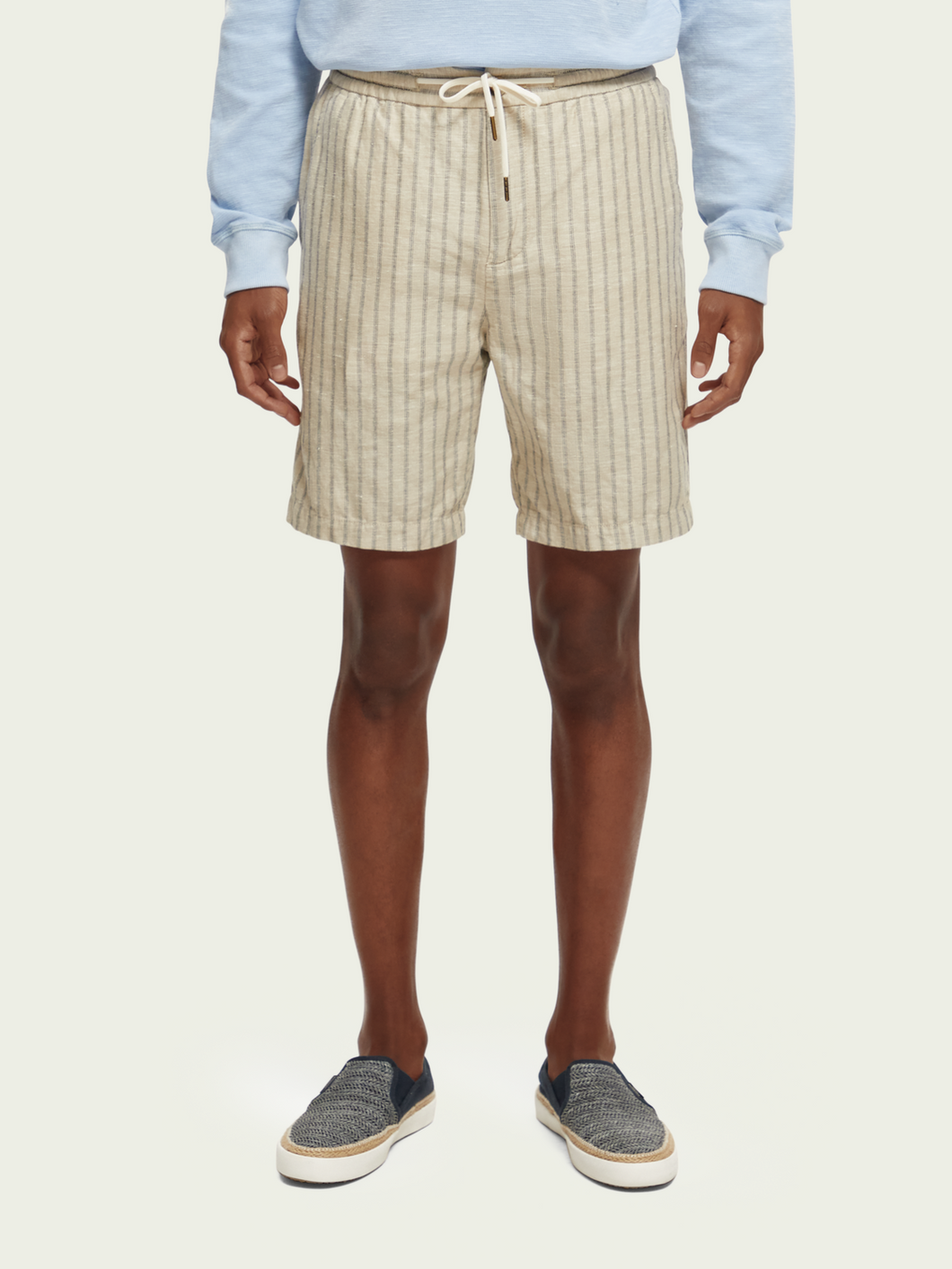 Scotch and Soda Mens Fave Bermuda Shorts in Sand/Black Stripe